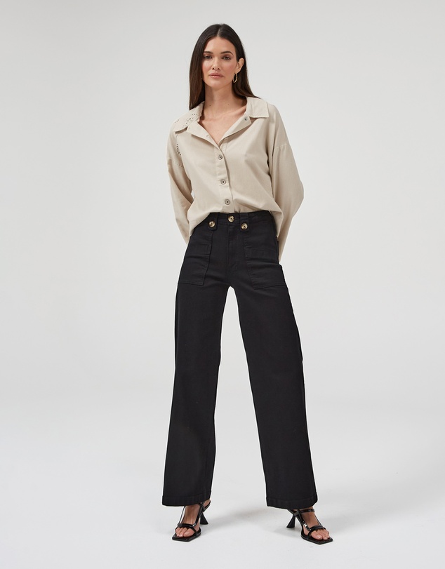 DRICOPER DENIM - Carrie Black Wide Straight Leg Jeans