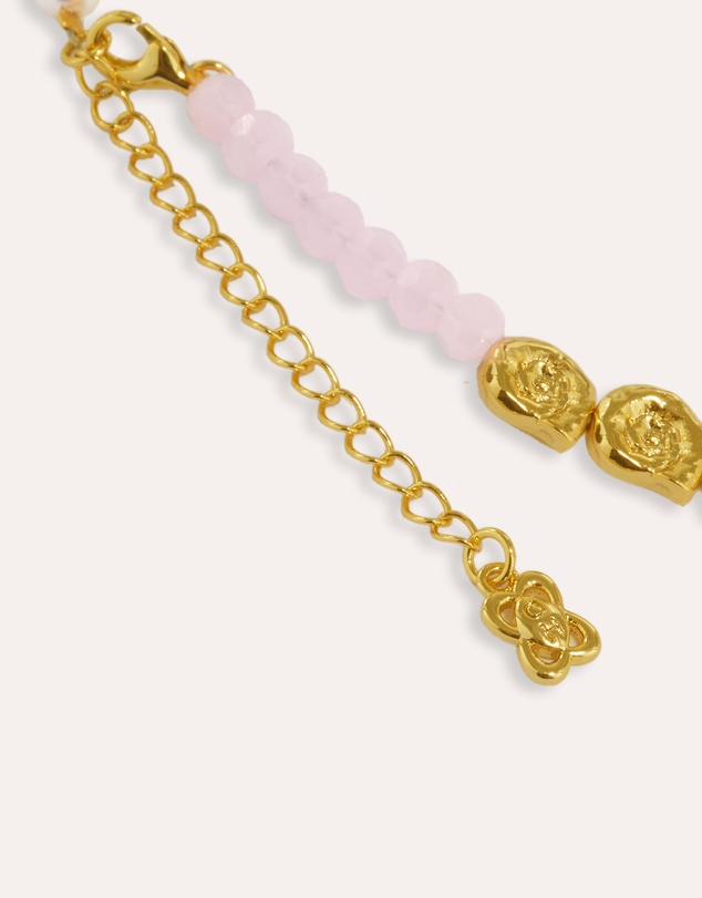 Ottoman Hands - Waterproof Lapis and Pink Jade Beaded Necklace