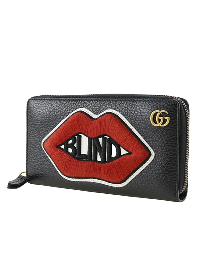 Pre-Loved by Azura Reborn - Pre-Loved GG Marmont Pebbled Calfskin Embroidered Blind For Love Zip Around Wallet