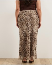 Atmos&Here Curvy - Kiera Snake Print Midi Skirt