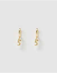 Izoa - Number 5 Huggie Earrings