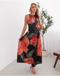 Esther & Co - Balayage Dress - Black Floral