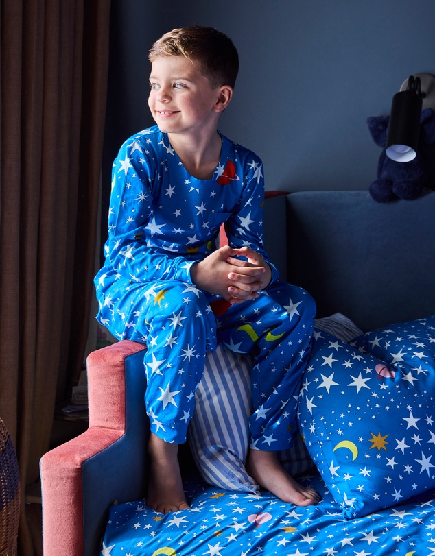 Kip&Co - Stars And Moon Organic Cotton LS Top Pants Pyjama Set - Kids-Teens