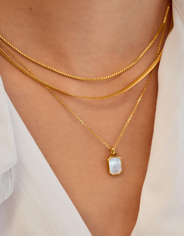 Ania Haie - Ania Haie Gold Square Mother-of-Pearl Necklace