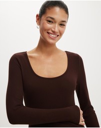 Cotton On - Scoop Neck Rib Long Sleeve Top