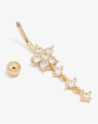 Lovisa - Titanium Cubic Zirconia Butterfly Drop Belly Bar