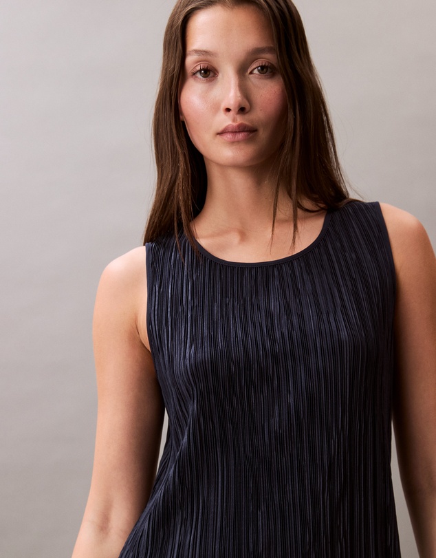 Calvin Klein - Plissé Sleeveless Midi Dress