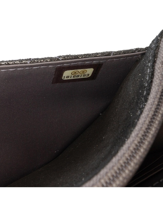 Pre-Loved by Azura Reborn - Pre-Loved Quilted Iridescent Lambskin Tartan Button Wallet On Chain