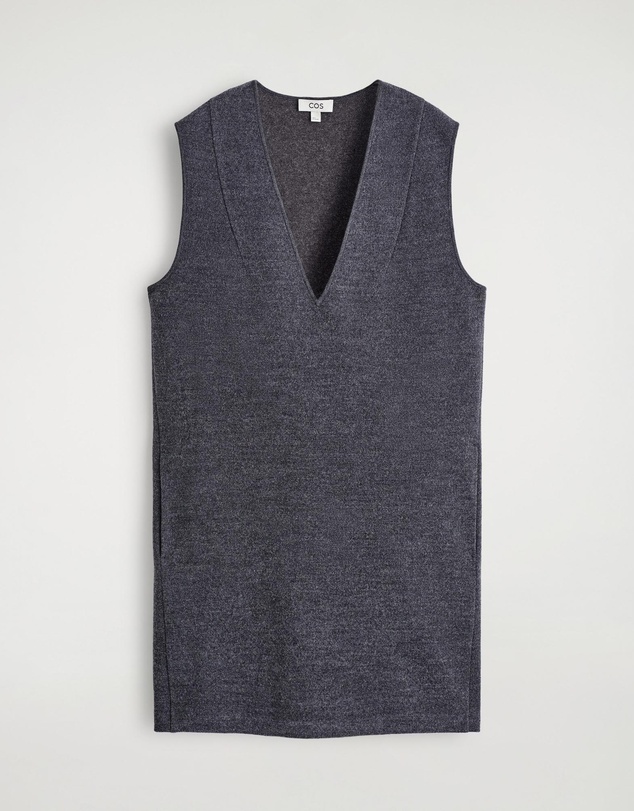 COS - Boiled Wool V-Neck Mini Dress
