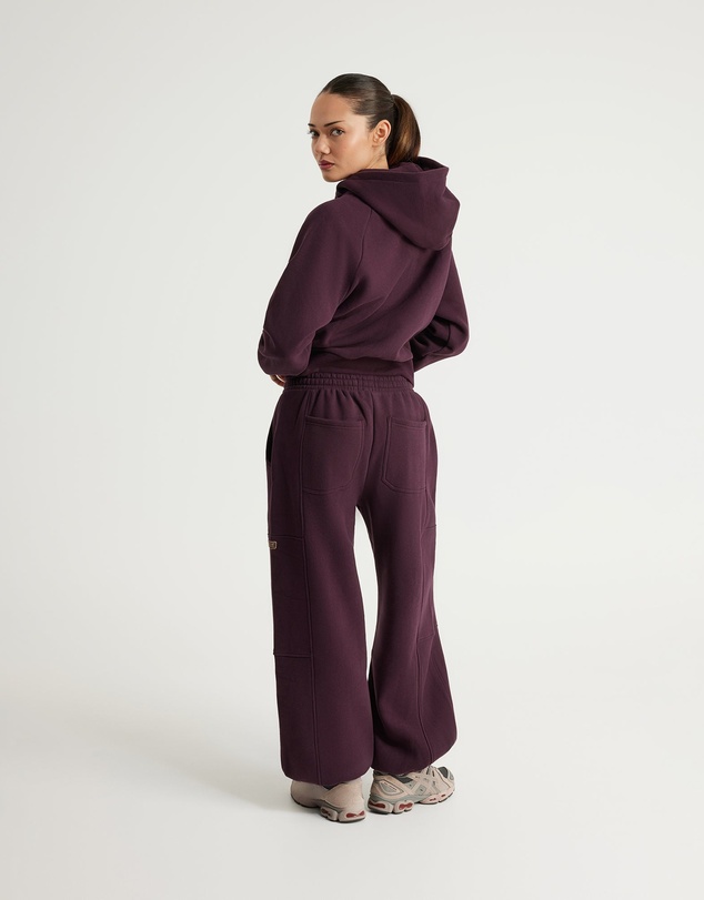 Upstate - Plush Cropped Half Zip Hoodie - Merlot