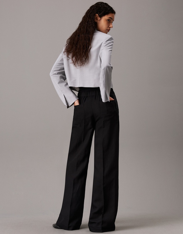 Calvin Klein - Wide Leg Linen Blend Pants