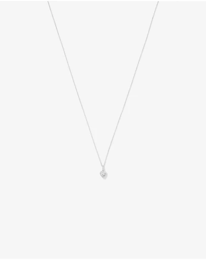 Michael Hill - Heart Shape Cubic Zirconia Halo Pendant Necklace in Sterling Silver