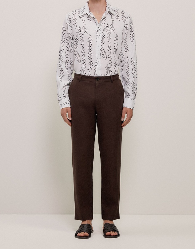 Trenery - Linen Relaxed Tailored Pant in Coffee
