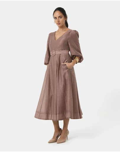 Forcast - Marlie Puff Sleeve Midi Dress