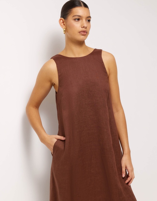 AERE - Maya Linen Relaxed Midi Dress