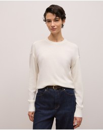 Trenery - Merino Cashmere Forward Shoulder Seam Crew in Ivory