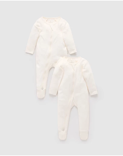 Purebaby - 2 Pack Zip Growsuit -Kids-Babies