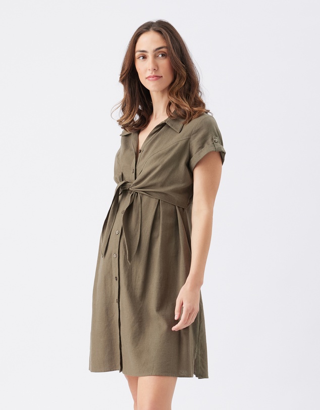 Ripe Maternity - Colette Tie Up Linen Dress