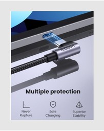 Ugreen - UGREEN 90 Degree Angle USB-C Male to USB-C Male 60W Braided Cable 1m