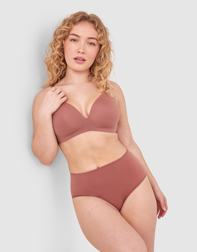 Bras N Things - NKD High Waist Brazilian Knicker-Mocha