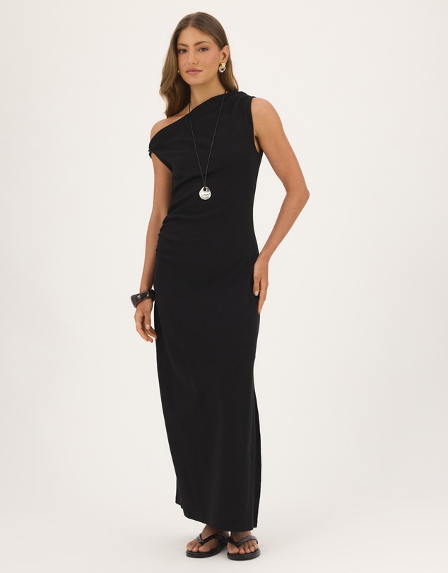 Atmos&Here - Heidi Organic Cotton Rib Off Shoulder Midi Dress