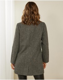 Atmos&Here - Check Wool Blend Coat