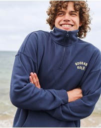 Skwosh - Good As Gold Half Zip Sweat in Navy