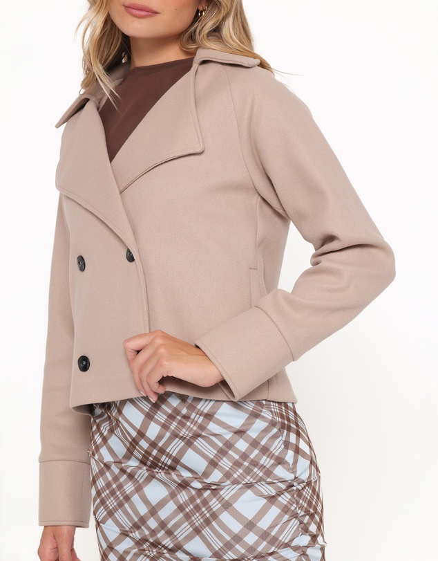 Petal & Pup - Saylor Cropped Car Coat - Oatmeal