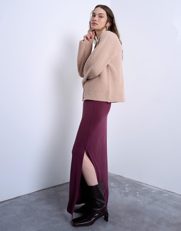 TOPSHOP - Curpo Ruched Maxi Skirt With Hitch Side Detail