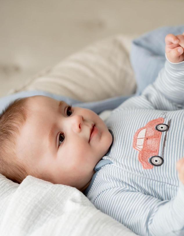 Bebe by Minihaha - Alvin Stripe Organic LS Zipsuit - Babies
