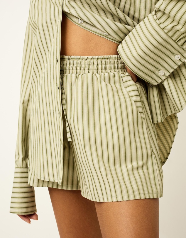 Dazie - Nina Stripe Double Waist Band Shorts