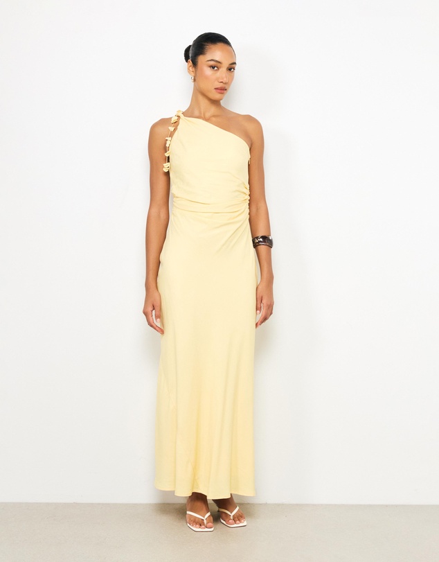 AERE - Ilaria Floral One Shoulder Maxi Dress