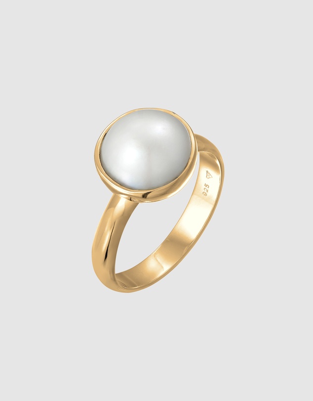 Elli Jewelry - Mother of Pearl Ring in Gold-Plated 925 Silver