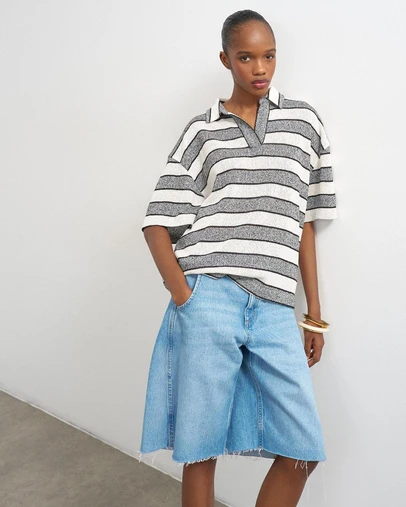 TOPSHOP - Frederikke Striped Oversize Top