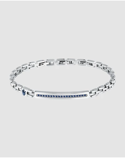 Maserati - Maserati Men's Stainless Steel Blue Logo Bracelet