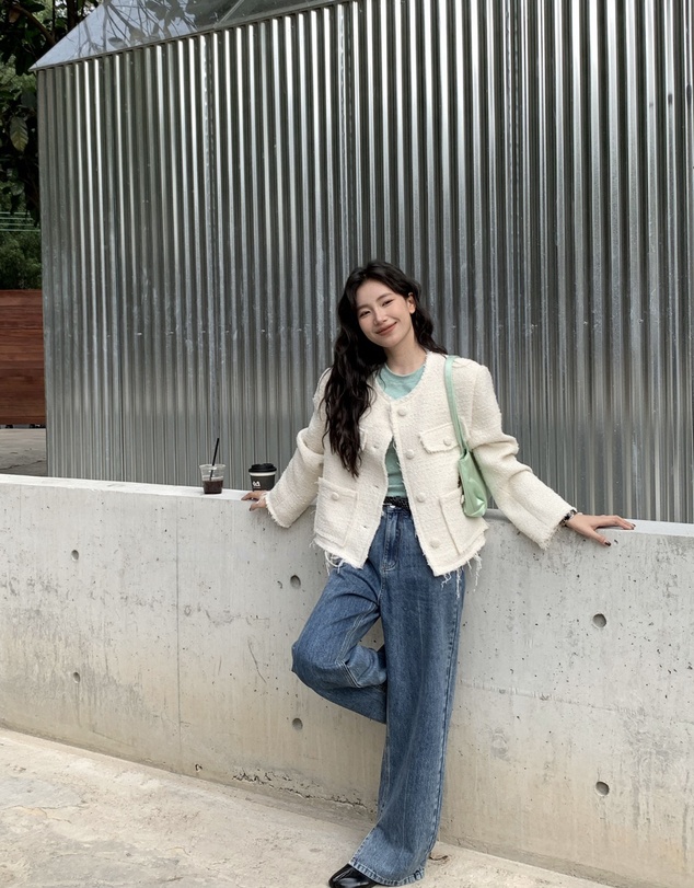 Glamorous - Fringed woven texture jacket