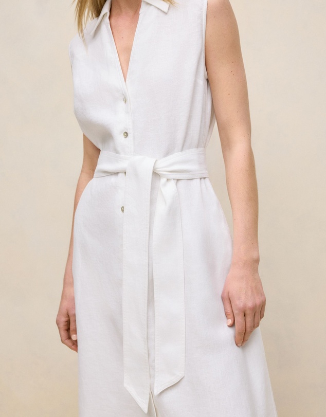 Trenery - Linen Sleeveless Shirt Dress in White