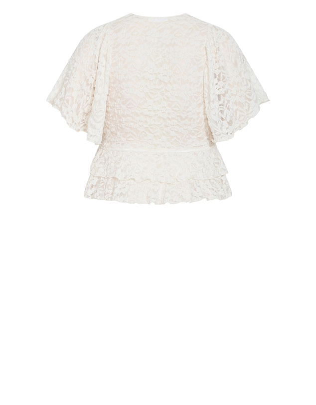 City Chic - Plus size Lily Lace Top - creme