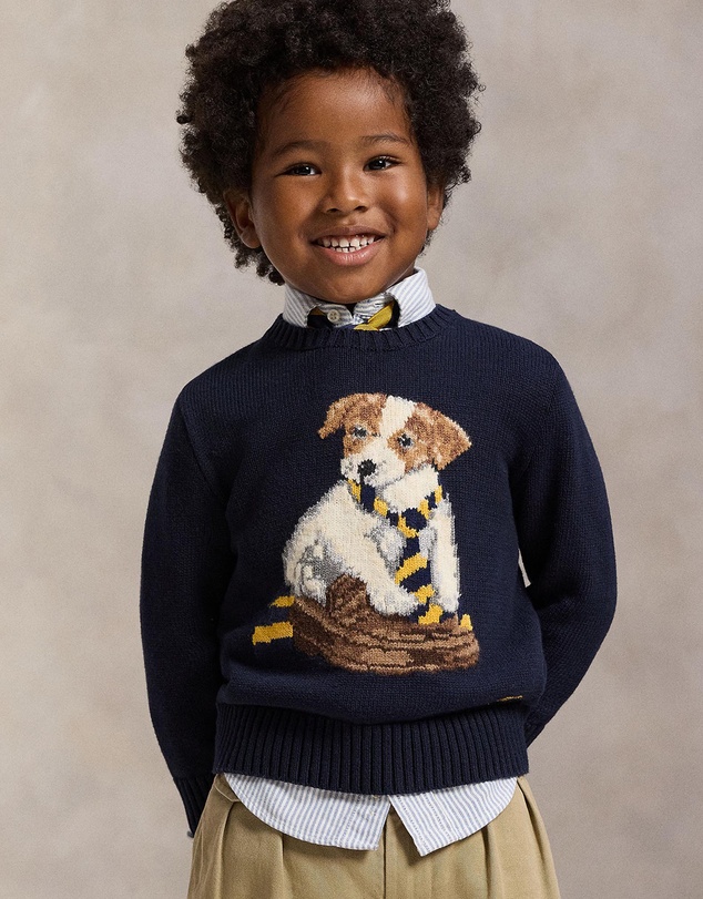 Polo Ralph Lauren - Dog-Intarsia Cotton Sweater - ICONIC EXCLUSIVE - Babies-Kids