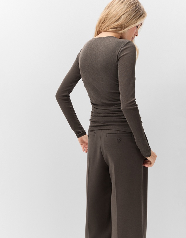 UNISON - Long Sleeve Ruched Mesh Top