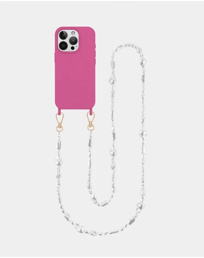 LOUVE COLLECTION - Hot Pink Case + Moon Pearl Chain
