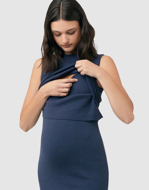 Ripe Maternity - Layered Knit Nursing Dress