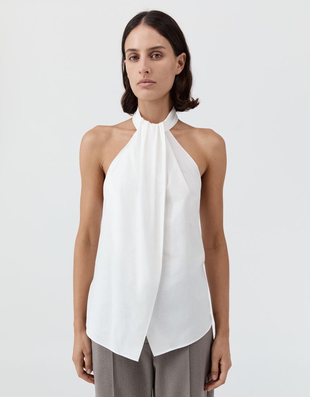 St. Agni - Oxford Halter Tie Back Top