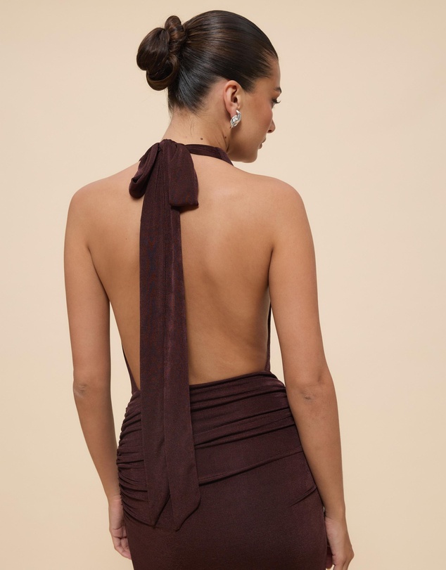 CHANCERY - Draped Bodice Halter Jersey Dress