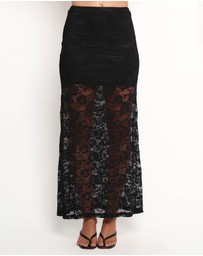Petal & Pup - Laken Sheer Lace Maxi Skirt - Black