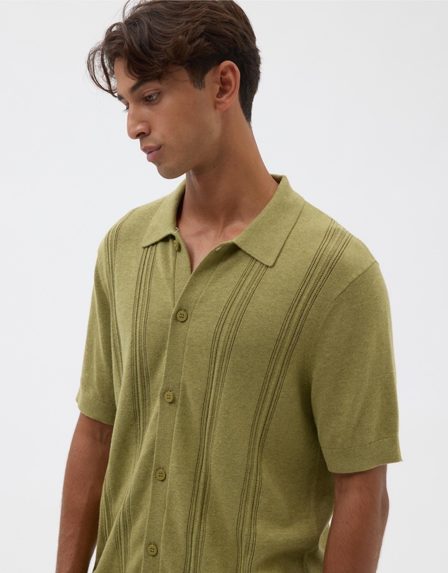 AERE - Silk Blend Textured Stripe Knit Shirt