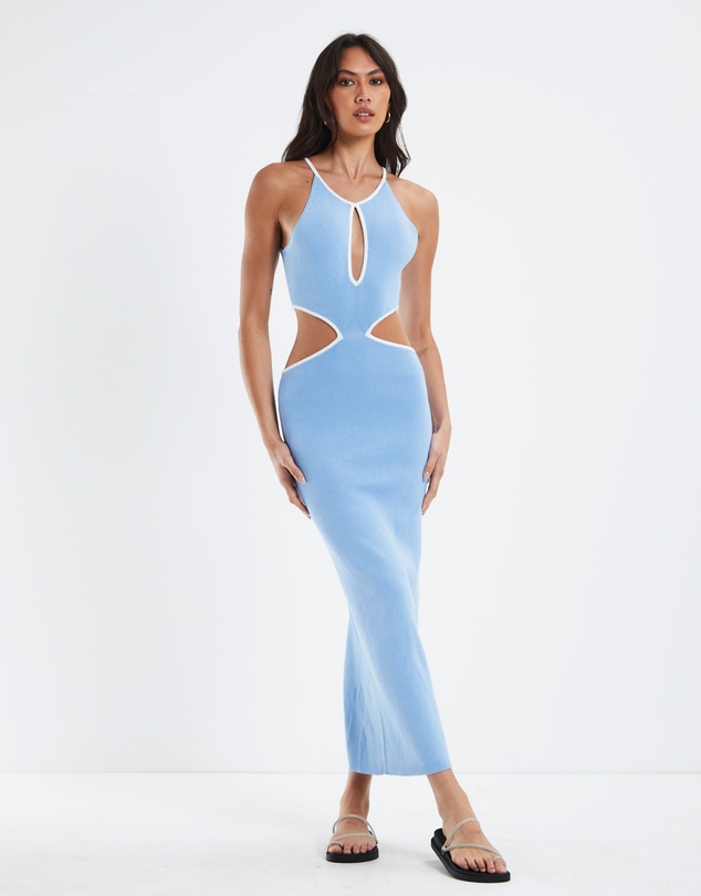 Subtitled - Athena Contrast Bind Midi Cut Out Dress