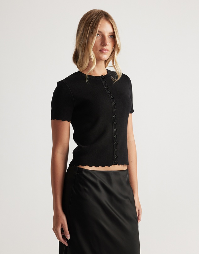 Decjuba - Maya Scallop Trim Button Top