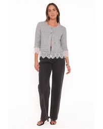 Petal & Pup - Helga Lace Trim Cardigan - Grey