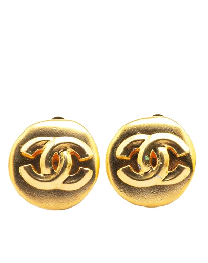 Pre-Loved by Azura Reborn - Pre-Loved Gold Plated CC Round Clip On Earrings